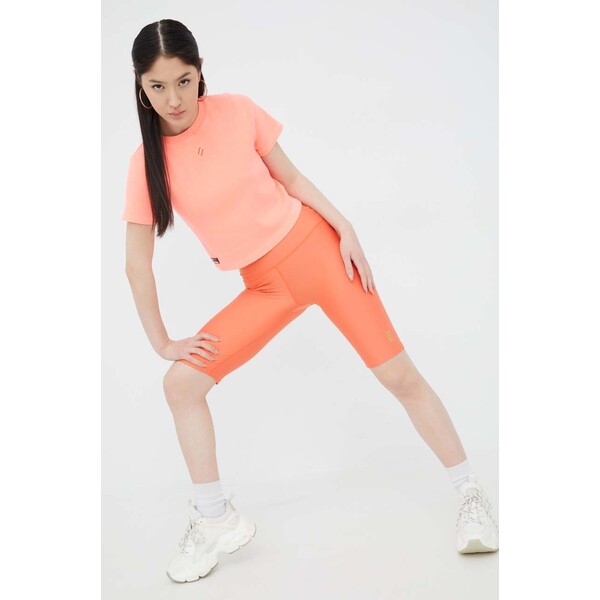 P.E Nation szorty treningowe Scoreline  damskie kolor pomarańczowy gładkie high waist