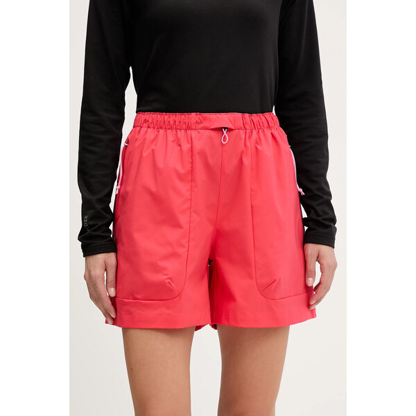 Peak Performance szorty outdoorowe  damskie kolor czerwony gładkie high waist G80109