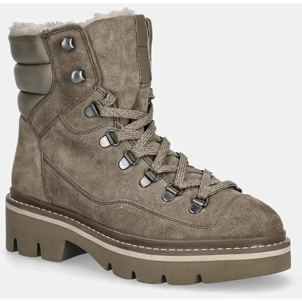 Medicine botki skórzane  damskie kolor beżowy na platformie