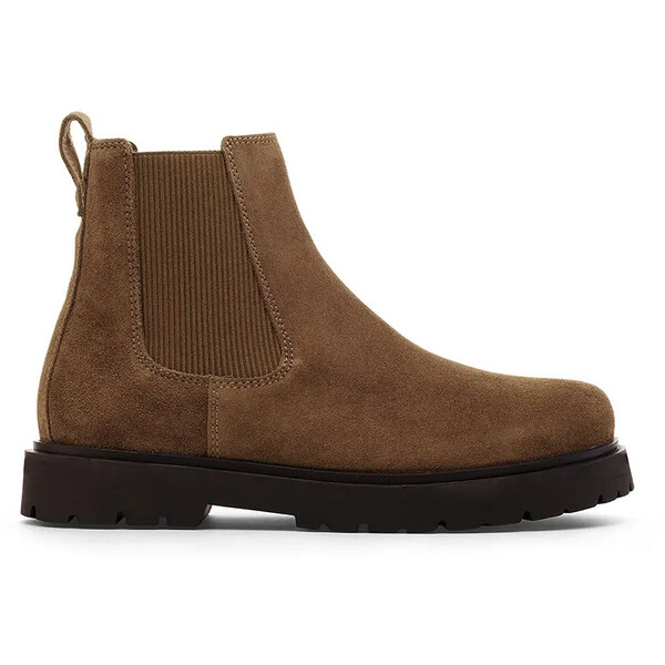 Birkenstock sztyblety zamszowe Highwood Slip On Mid W  kolor brązowy na płaskim obcasie 1030611