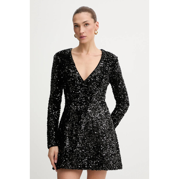 Bardot sukienka  kolor czarny mini rozkloszowana 60054DB