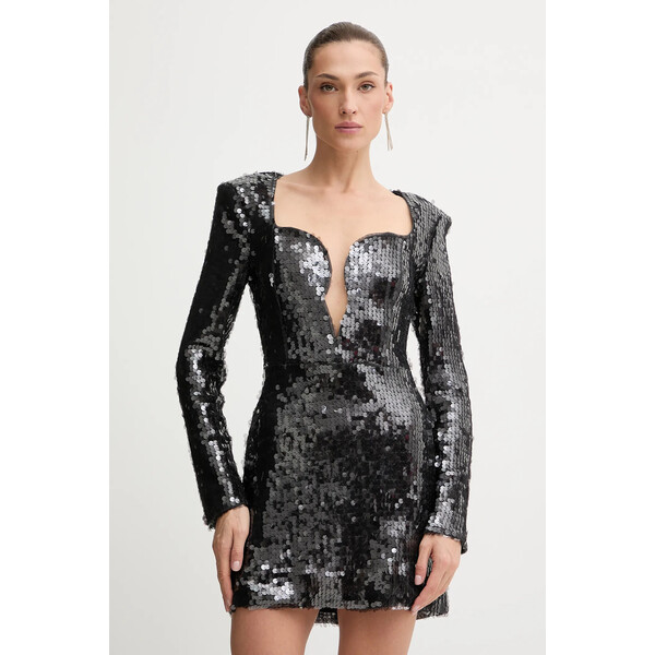 Bardot sukienka  kolor szary mini rozkloszowana 60120DB