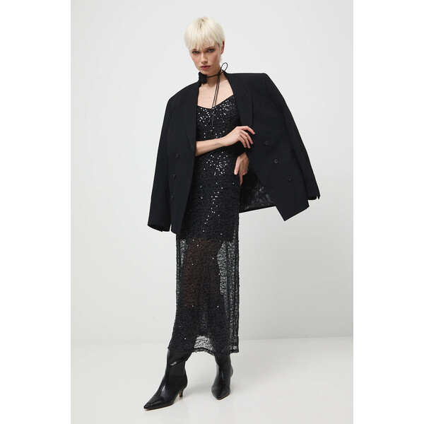 Medicine sukienka  kolor czarny maxi dopasowana