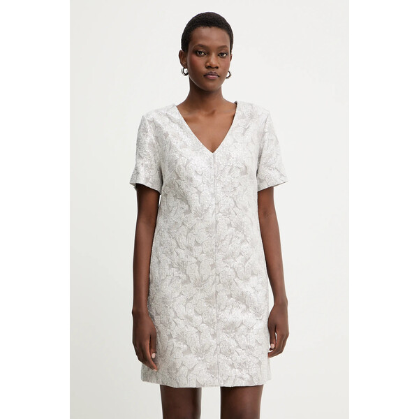 Luisa Spagnoli sukienka  kolor srebrny mini prosta 542313