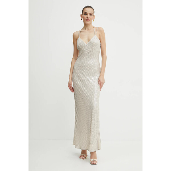 Twinset sukienka  kolor beżowy maxi rozkloszowana 251TT2130