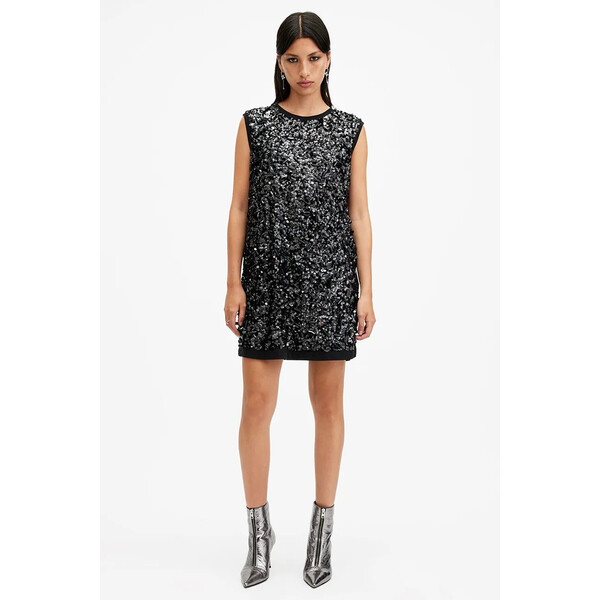 AllSaints sukienka ILIA  kolor czarny mini oversize W178DB