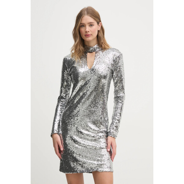 Artigli sukienka  kolor srebrny mini dopasowana ACAB000522