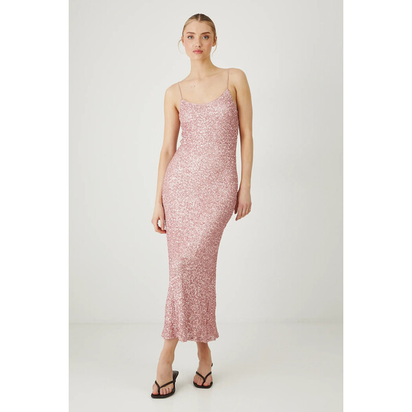 Medicine sukienka  kolor różowy midi dopasowana