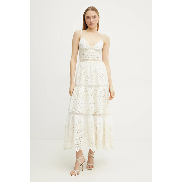 ERMANNO Firenze sukienka bawełniana  kolor biały midi rozkloszowana 56TQ001EN3