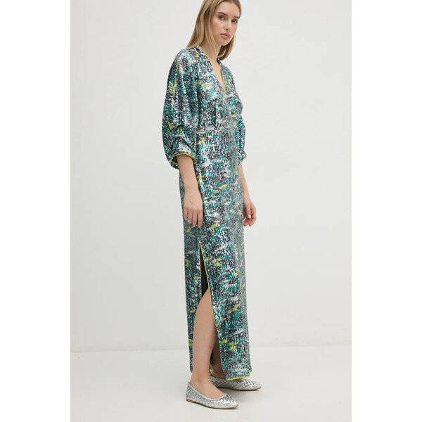 DIANE VON FURSTENBERG sukienka  kolor zielony maxi prosta DVFGL3S006