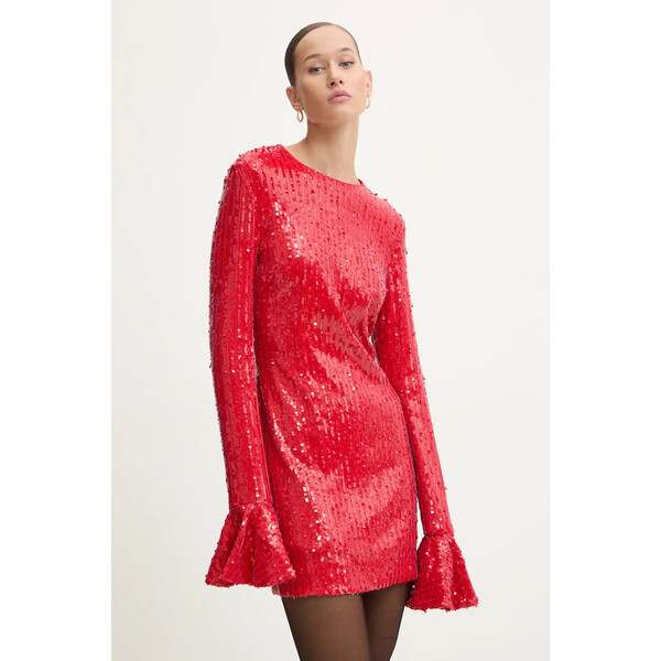 Rotate sukienka  kolor czerwony mini prosta 1131503017