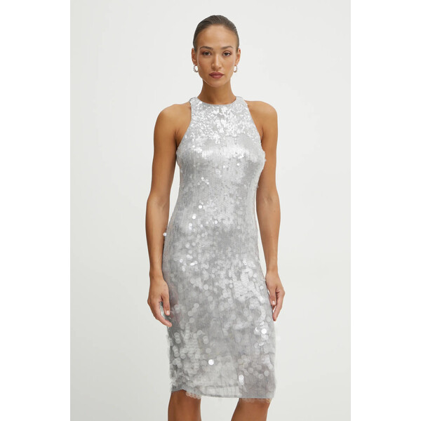 Patrizia Pepe sukienka  kolor srebrny mini dopasowana 8A1444 J251