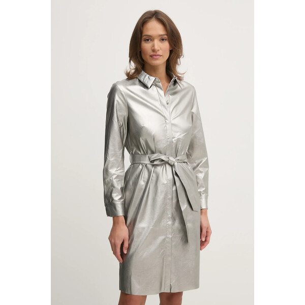 OUI sukienka  kolor srebrny mini rozkloszowana 90946