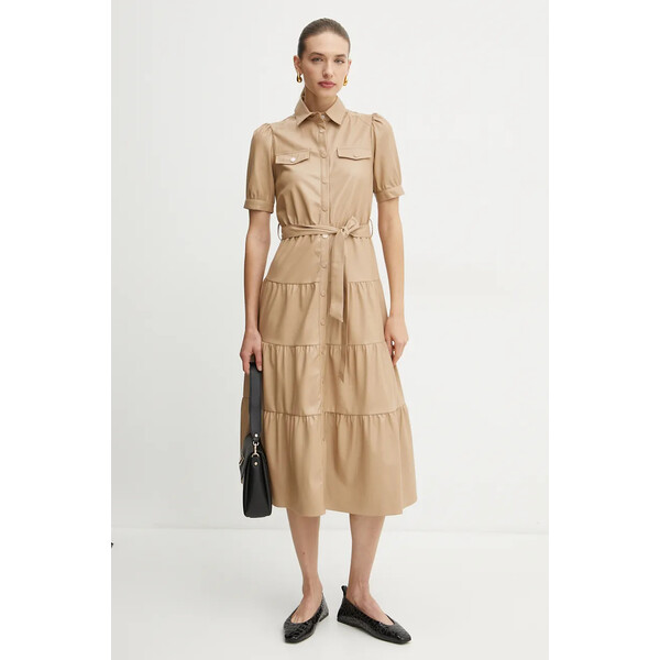 Morgan sukienka RPURE  kolor brązowy midi rozkloszowana RPURE