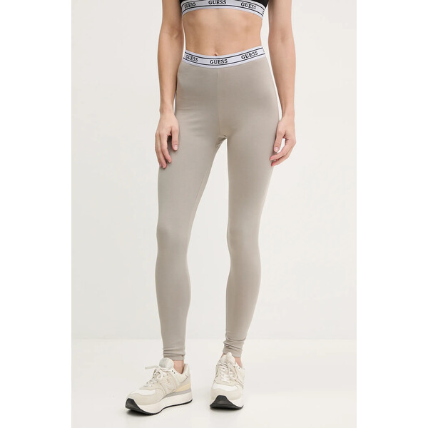 Guess legginsy ALINE  damskie kolor brązowy z nadrukiem V5GB04 KCSA2