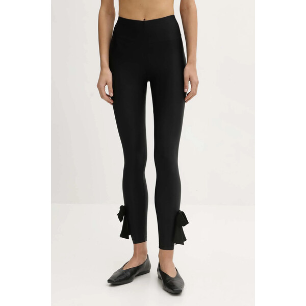 The Sleeper legginsy  damskie kolor czarny gładkie LLLG08P002B