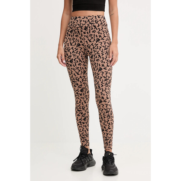 EA7 Emporio Armani legginsy treningowe  damskie kolor brązowy wzorzyste AF15565.7W000564