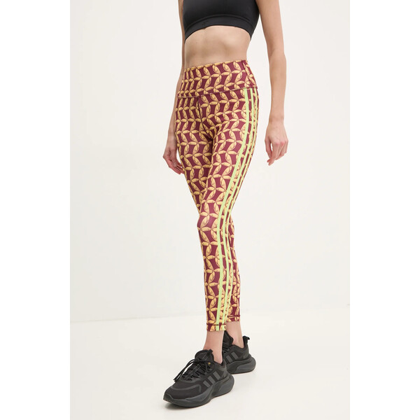 adidas Performance legginsy treningowe x Farm Rio  kolor bordowy wzorzyste JD6310