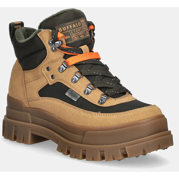 Buffalo workery Aspha Com Hike Mid  damskie kolor beżowy na platformie lekko ocieplone 1622600-BEI