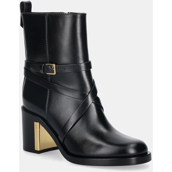 Elisabetta Franchi botki skórzane  kolor czarny na słupku SA85B56E2