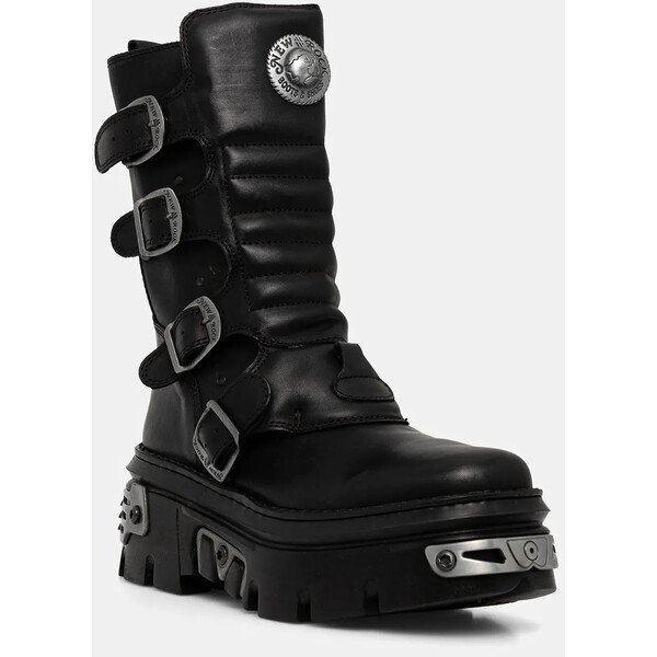 New Rock workery skórzane CRUST NEGRO REACTOR CASCO TOBERAS  damskie kolor czarny na platformie M-WALL373N-C1