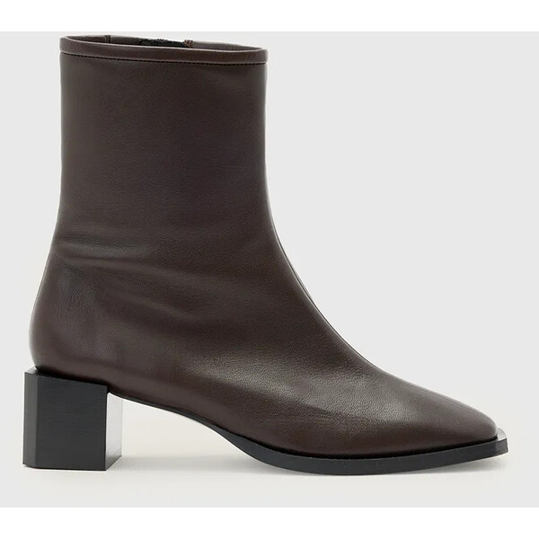 AllSaints botki skórzane Avril Boot  damskie kolor brązowy na słupku W096FC