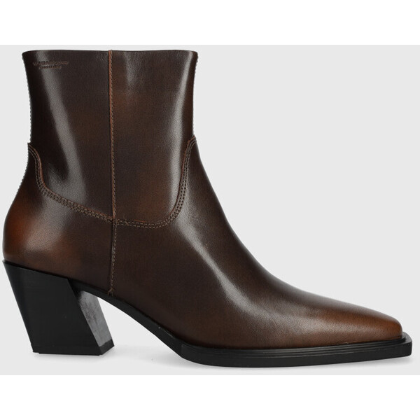 Vagabond Shoemakers botki skórzane ALINA  damskie kolor brązowy na słupku 5621.018.33