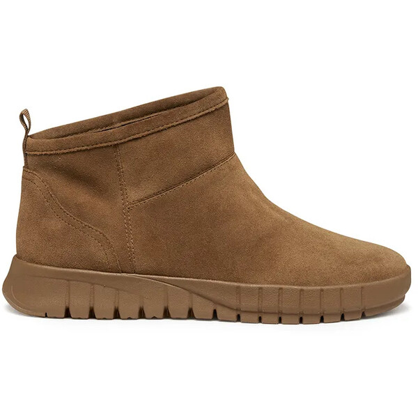 Geox botki zamszowe D FLEXTRIDE  damskie kolor brązowy na płaskim obcasie D569AA 00022 C6372