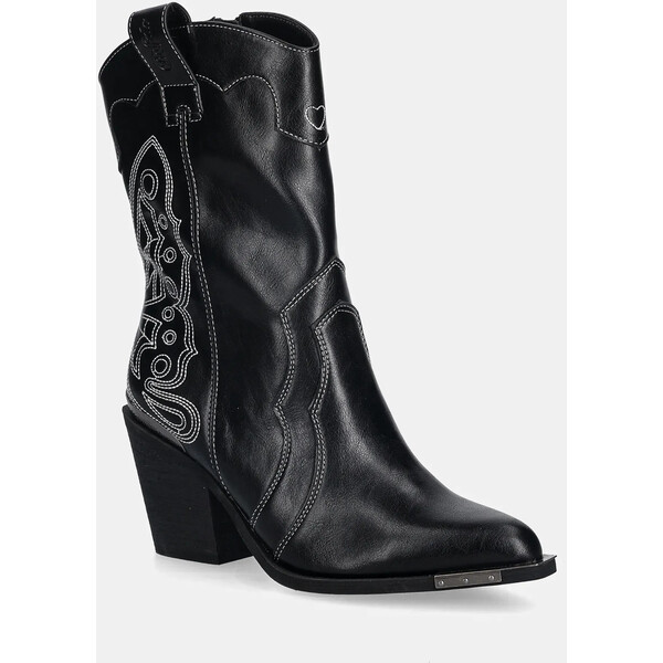 Buffalo kowbojki West Boot Mid  damskie kolor czarny na słupku 1221044-BLK