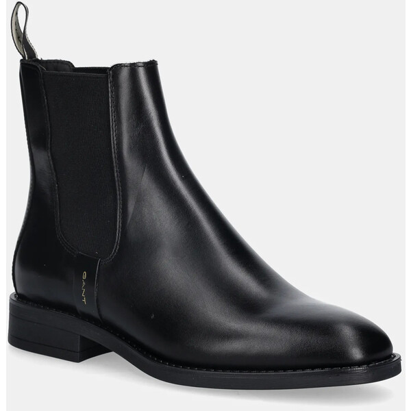 Gant sztyblety skórzane Fayy  kolor czarny na płaskim obcasie 31551128