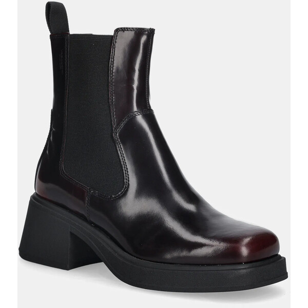 Vagabond Shoemakers sztyblety skórzane DORAH  damskie kolor bordowy na słupku 5642-004-54