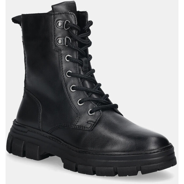 Marc O'Polo trapery skórzane Josy  damskie kolor czarny na platformie 50919076301100