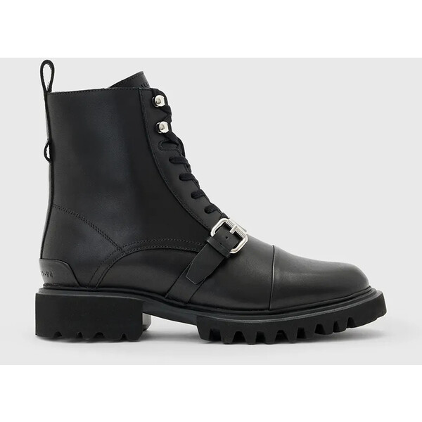 AllSaints workery skórzane Tori Boot  damskie kolor czarny na płaskim obcasie W119FB