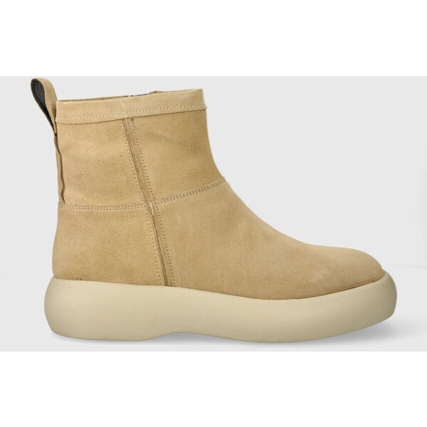 Vagabond Shoemakers botki zamszowe JANICK  damskie kolor beżowy na płaskim obcasie ocieplone 5695.040.13