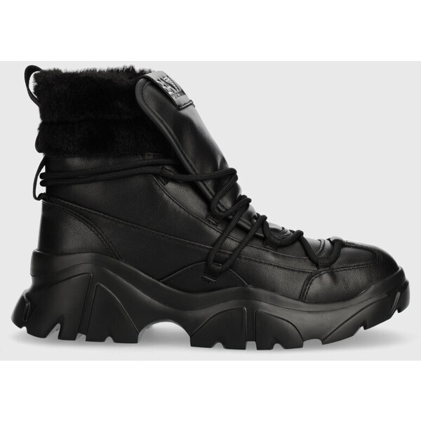 EA7 Emporio Armani botki  damskie kolor czarny na platformie lekko ocieplone X8M001 XK229 S868