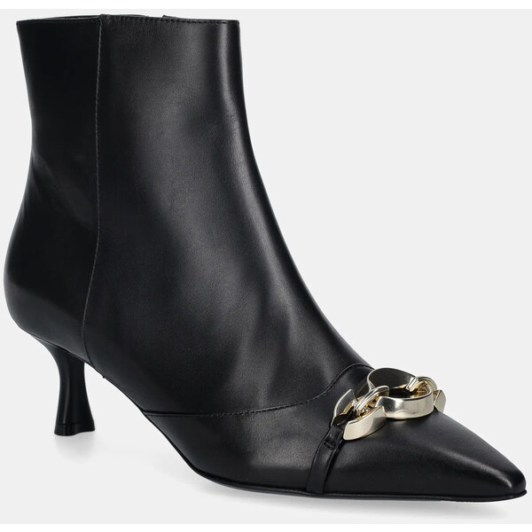 Baldinini botki skórzane  damskie kolor czarny na szpilce D6B053P5VITE