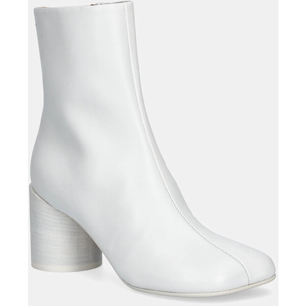 MM6 Maison Margiela botki skórzane  damskie kolor biały na słupku S59WU0235.P3628.T1003