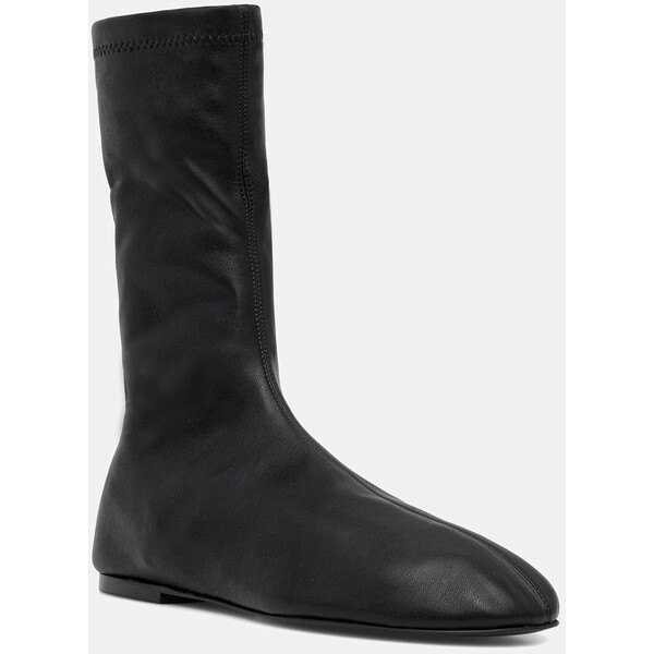 Proenza Schouler botki skórzane Tee  kolor czarny na płaskim obcasie SH253061