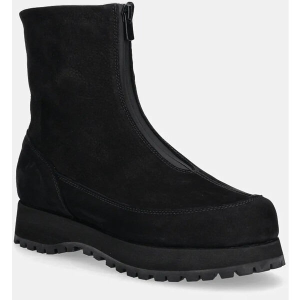 Diemme botki nubukowe Este  kolor czarny na platformie DI23FWESW-M01N002BLK