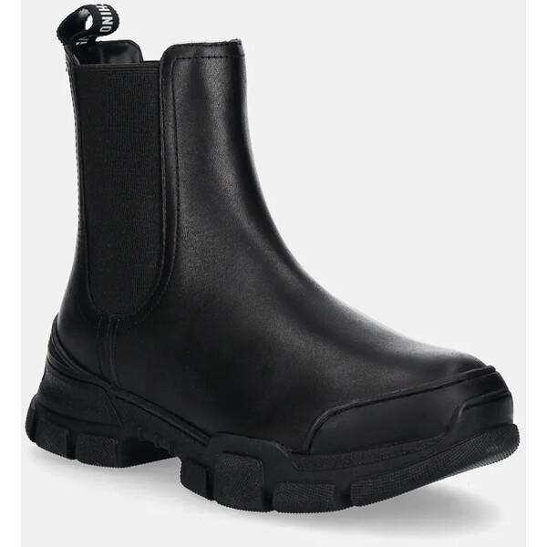 Love Moschino sztyblety skórzane  damskie kolor czarny na płaskim obcasie JA15504G0LIA0000