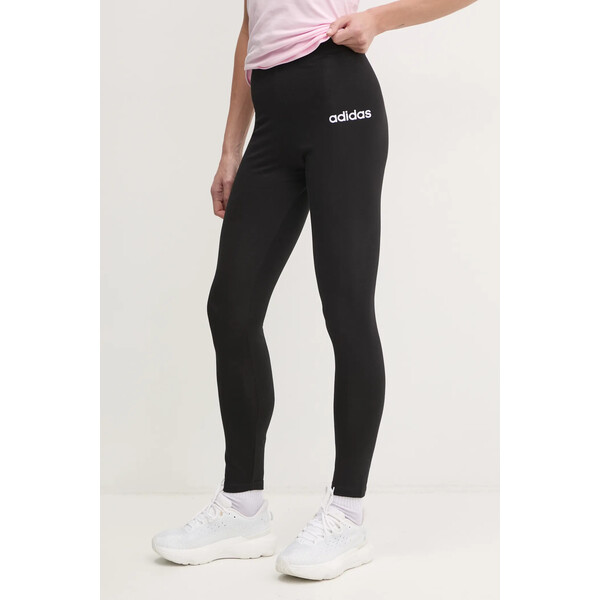 adidas legginsy Essentials Linear  damskie kolor czarny z nadrukiem JG8621