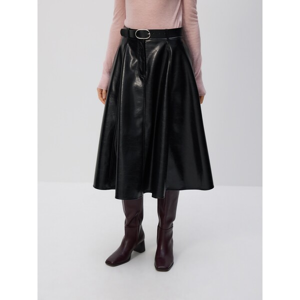 Reserved Spódnica z imitacji skóry z paskiem 026HW-99X