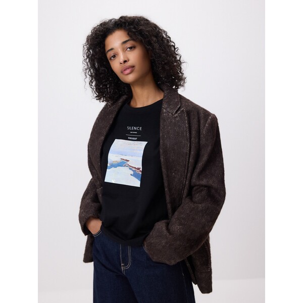 Reserved Bawełniany t-shirt z nadrukiem 454GA-99X