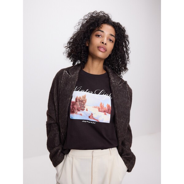 Reserved Bawełniany t-shirt z nadrukiem 454GA-89X