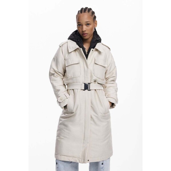 Desigual Długa wodoodporna pikowana kurtka 25WWEW581008