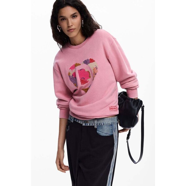 Desigual Bluza z logo i koralikami 26SWSK143162