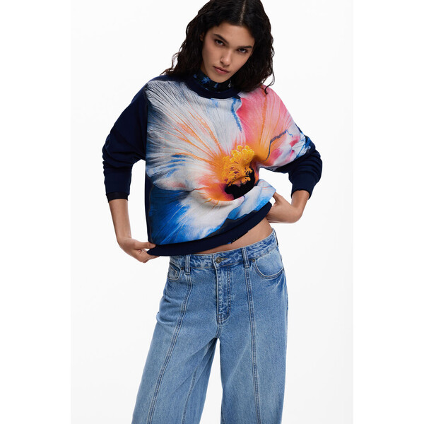 Desigual Bluza z dużym kwiatem 26SWSK153079