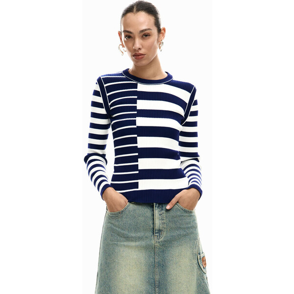 Desigual Sweter w paski rib 26SWJF281000