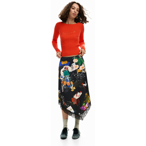 Desigual Spódnica midi collage 26SWFW032000