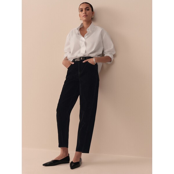 Next Czarny - N. Premium Flocked Comfort Stretch Denim Barrel Jeans F92-612